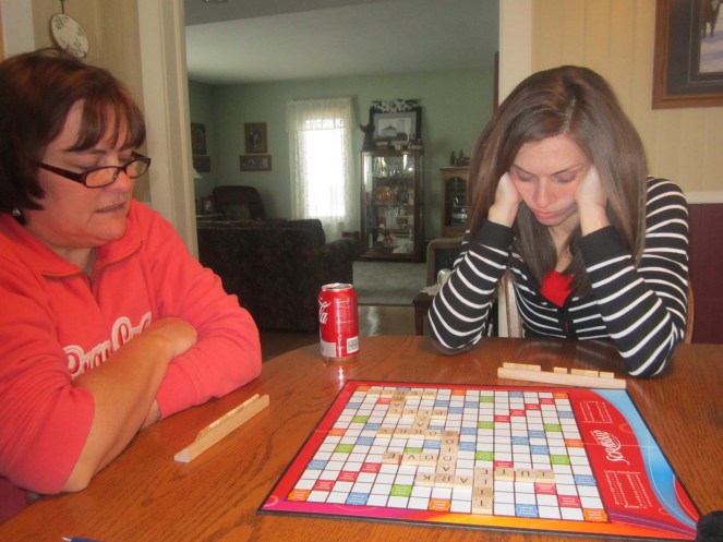 Beany & Jenna Playing Reindeer Games (AKA Scrabble)