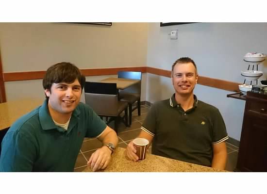 Our first leg of the journey was to Houston, TX. We arrived, booked a room at a hotel we chose randomly, and when we arrived...who should step off the elevator, but our long-lost friend Josh!! Small World!